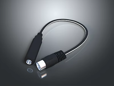 Black Computer Cable with Metal Connectors and Flexible Design for Laptops Desktops Data Transfer 3d model