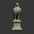 Detailed Eagle Statue With Intricate Feather Design Perched On Stone Pedestal