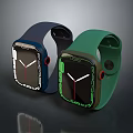 Modern Smartwatch with Blue Green Straps Square Dial Silicone Material and Digital 3d model