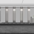 Modern Office Landscape With Vertical Panels Water Feature And Potted Tree