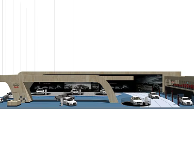 Modern Covered Parking Lot Design With Multiple Cars And Sheltered Structure 3d model