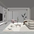 Modern Minimalist Living Room Interior Design With Neutral Tones Sofa Coffee Table And Plants