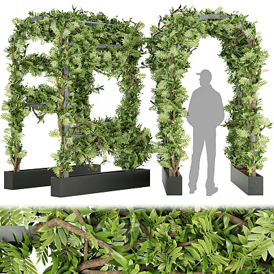 Living Plant Wall Decorative Design With Black Planters And Lush Greenery For Indoor Outdoor Spaces 3d model