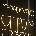 Modern Interior Neon Chandelier With Artistic Curved Lines And Soft Lighting