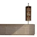 Modern Minimalist Sideboard With Rattan Doors Open Shelves Decorative Plates And Wine Rack