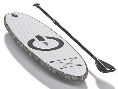 Stand Up Paddleboard Sports Equipment With Paddle And Textured Surface Logo Design 3d model