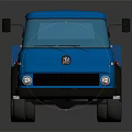 Blue Toy Truck with Open Flatbed Red Interior on Reflective Surface 3d model