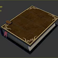 Classic Brown Leather Book With Intricate Gold Decorative Border Patterns And Pink Ribbon Bookmark