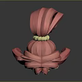 Cute 3D Cartoon Character With Pink Twin Tails Red Eyes White Dress Purple Green Trim