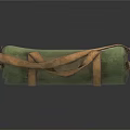 Green Canvas Roll Bag With Brown Straps For Travel And Outdoor Use