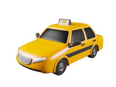 Bright Yellow City Taxi Sedan With Roof Sign And Black Body Stripe 3d model