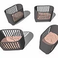 Gray Baby Crib With Pink Mattress And Modern Design Multiple Angles View