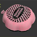 Pink Round Whoopee Cushion With Black And White Checkerboard Pattern