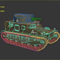 Detailed Military Tank Model With Green Body Triangular Mark Number 231 And Brown Tracks
