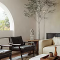Modern Living Room Interior Design With Comfortable Sofa Coffee Table And Decorative Plants