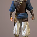 Two Male Warrior Characters With Daggers Swords Blue Cloth Brown Armor White Pants