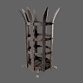 Vintage Agricultural Equipment With Metal Frame Spiked Top And Grid Design Base Supports
