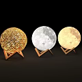 Moon Shaped Floor Lamps With Various Designs And Golden Triangle Bases