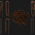 Rustic Metal Chains in Coiled Hanging and Loose Styles for Decorative Use 3d model