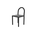 Black Leisure Chair with Arched Backrest and Straight Legs in Minimalist Design