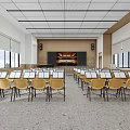 School Auditorium With Arranged Chairs And Music Stands