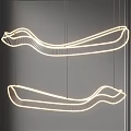 Modern Curved Linear Pendant Light Fixture With Illuminated Sculptural Hanging Design
