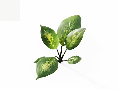 Fresh Green Plant With Vibrant Green Leaves And Yellow Spots 3d model