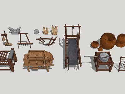 Various Industrial Equipment Machinery With Metal Tools And Heavy Duty Components 3d model