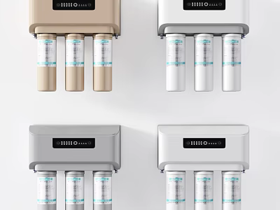 Kitchen Water Purifier Appliances In Four Colors With Multiple Filters 3d model