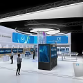 Modern ZTE Exhibition Booth Showcasing Leading 5G Innovations With Digital Screens And Interactive Displays