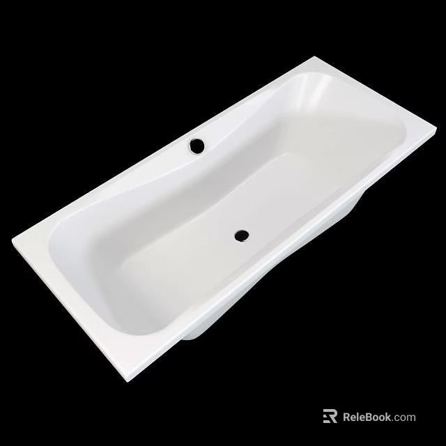 Modern White Rectangular Bathtub With Sleek Surface For Bathroom Design 3d model