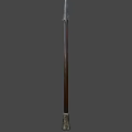 Metallic Battle Axe With Textured Worn Surface And Heavy Wooden Handle