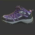 Purple And Blue High Top Sports Shoes With Thick Sole And Lace Up Design