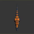 3D Dinosaur Character With Blue And Orange Striped Body And Spiked Head