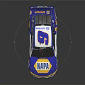 MOPAR Number 9 Racing Car Blue Yellow White NASCAR Style Aerodynamic Design With Rear Wing