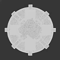 Indoor Scene With Classical Round Marble Table Carved Patterns And Wooden Supporting Pillars