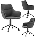 Modern Gray Office Chair With Armrests Black Base And Rolling Wheels 3d model
