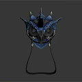 3D Designed Horned Blue Creature Inspired Character Helmet With Detailed Features