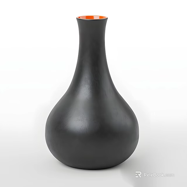 Black Ceramic Vase With Sleek Neck And Rounded Base For Home Decor 3d model 