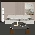 Modern double sofa coffee table combination 3d model