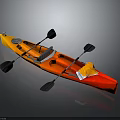 Orange and Red Kayak with Paddles Seat and Storage Bag for Water Activities