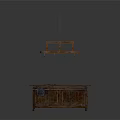 Rustic Wooden Table With Long Surface Vintage Design Drawers And Decorative Items On Top