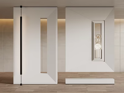 Stylish Modern Room Partition Design With Glass Mirror Panels And Metal Frame Accents 3d model