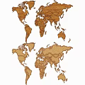 Decorative Wooden World Maps With Detailed Geographic Design For Wall Art