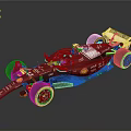 Red Formula 1 Racing Car With Shell Logo Number 44 White Body Red Wheels Yellow Rims