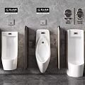 Modern White Ceramic Wall Mounted Urinals In Public Bathroom Interior Design