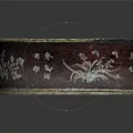 Traditional Red Circular Decorative Ornament Box With Intricate White Floral Patterns