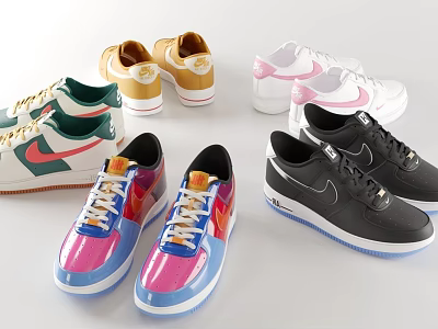 Colorful Sneakers With Various Styles And Assorted Color Designs For Casual Wear 3d model