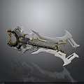 Ornate Fantasy Sword With Intricate Gold Silver Details Blue Crystal Inlays And Metallic Texture