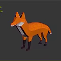 Orange Low Poly Fox Sculpture With Geometric Design And Smooth Surface 3d model